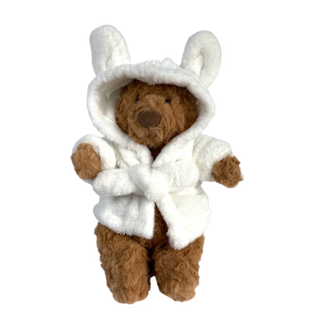 Plush Teddy Bear White Bunny Robe Stuffed Animal 10” Easter Gift
